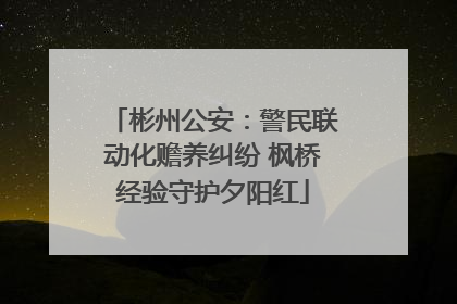 彬州公安：警民联动化赡养纠纷 枫桥经验守护夕阳红